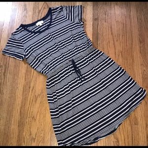 Olive & Oak Striped T-Shirt Dress Drawstring Waist